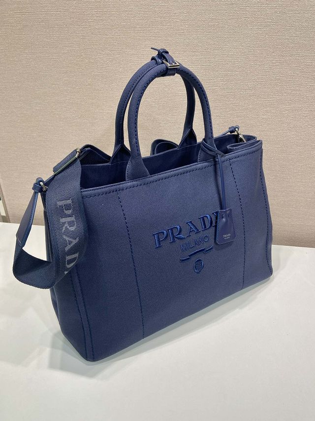 Prada original canvas jardiniere large handbag 2VG131 blue