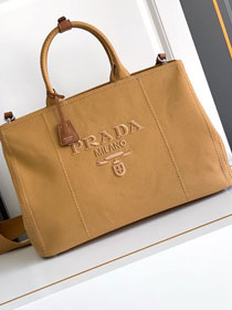 Prada original canvas jardiniere large handbag 2VG131 tabacco