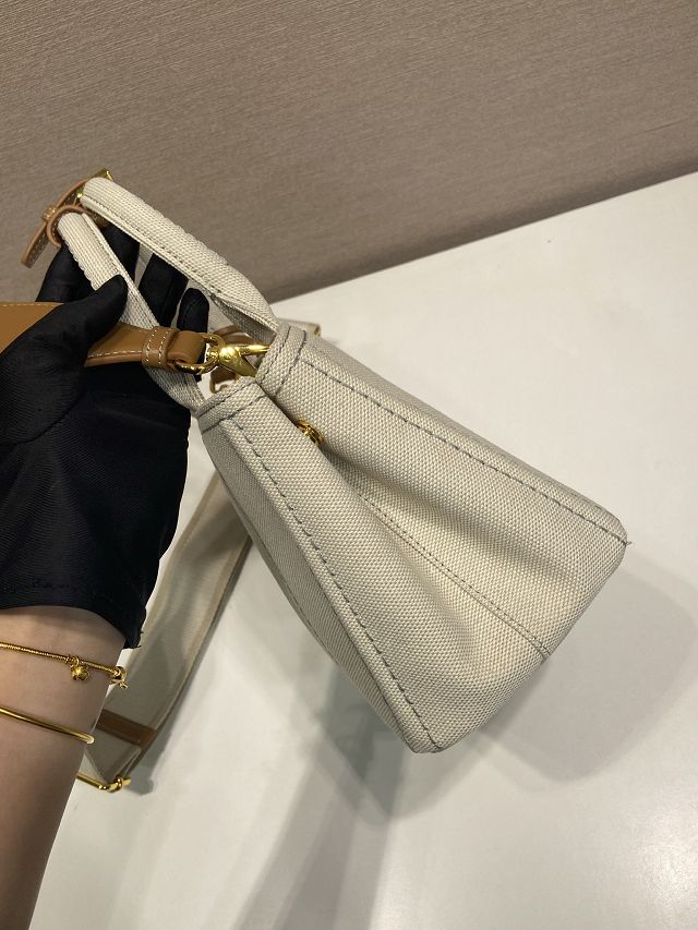 Prada original canvas jardiniere mini handbag 1BA038 white