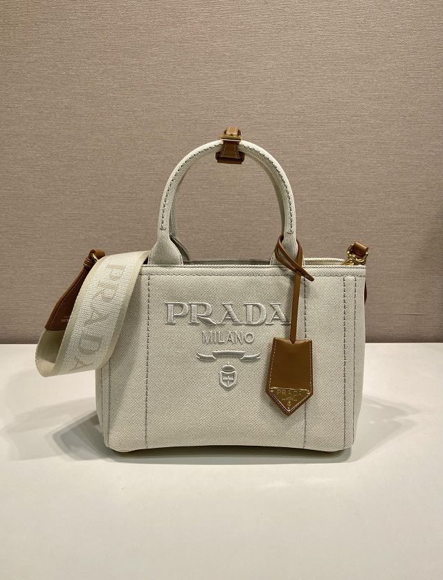 Prada original canvas jardiniere small handbag 1BG464 white