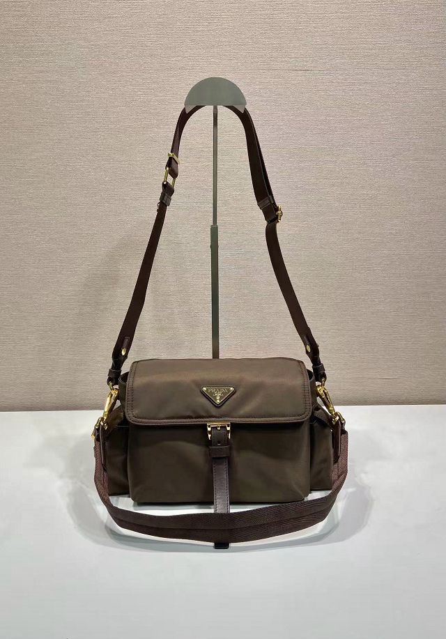 Prada original nylon explore medium shoulder bag 1BD394 sienna