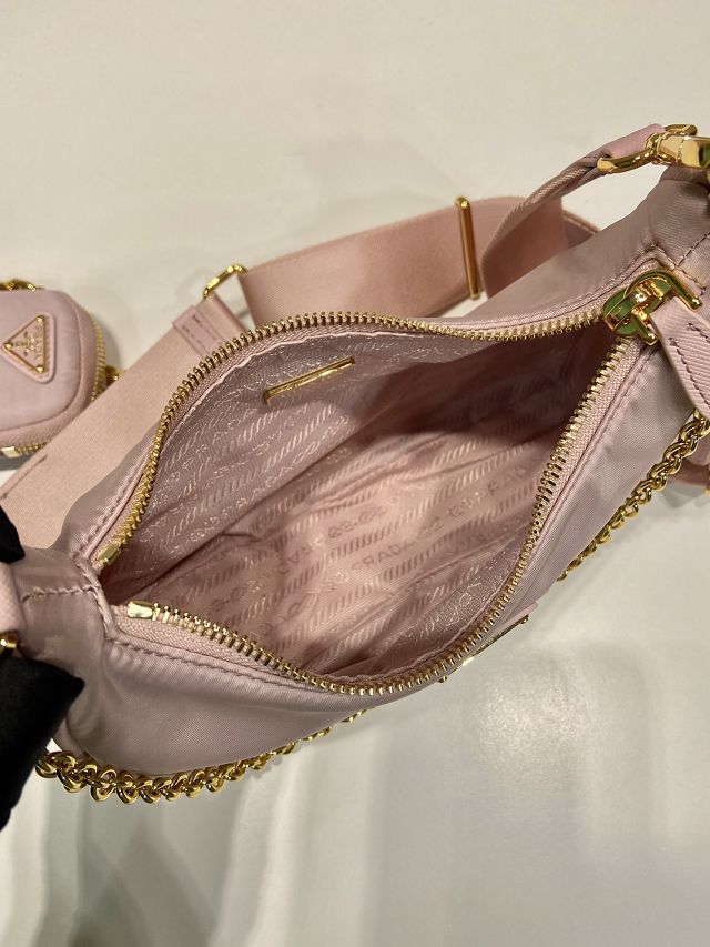 Prada original nylon re-edition 2005 hobo bag 1BH204 pink