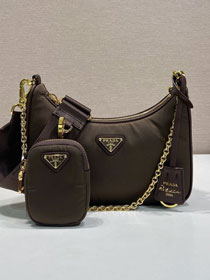 Prada original nylon re-edition 2005 hobo bag 1BH204 sienna