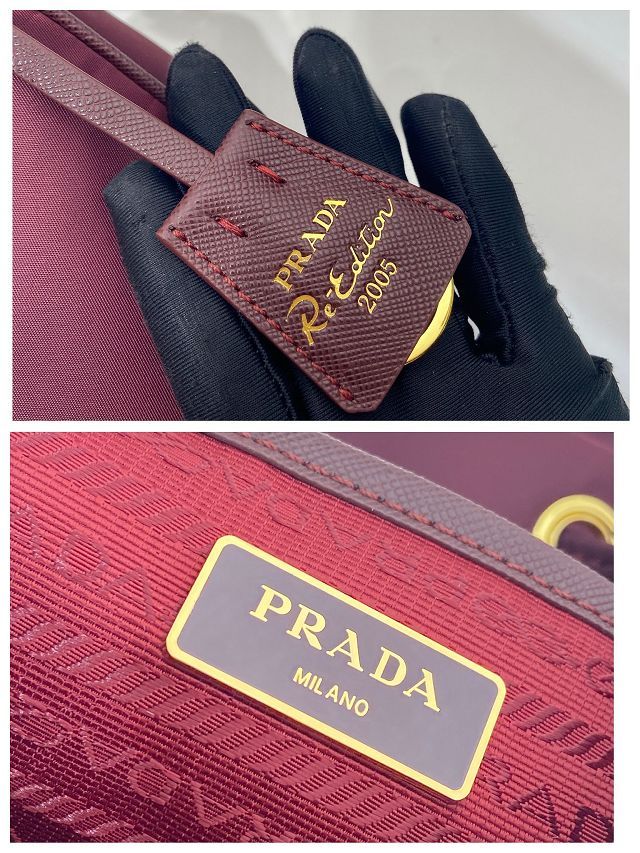 Prada original nylon small backpack 1BZ677 burgundy