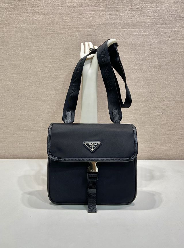 Prada original nylon small shoulder bag 2VD077 black