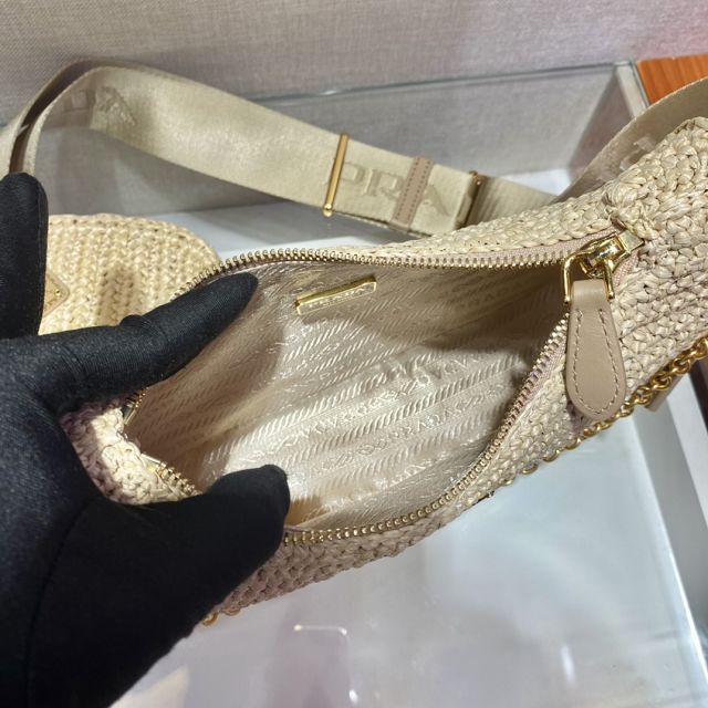 Prada original raffia re-edition 2005 hobo bag 1BH204 beige