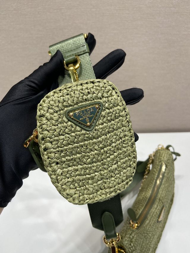 Prada original raffia re-edition 2005 hobo bag 1BH204 green