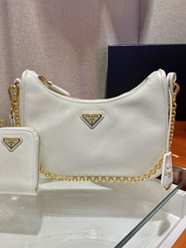 Prada original saffiano calfskin re-edition 2005 hobo bag 1BH204 white
