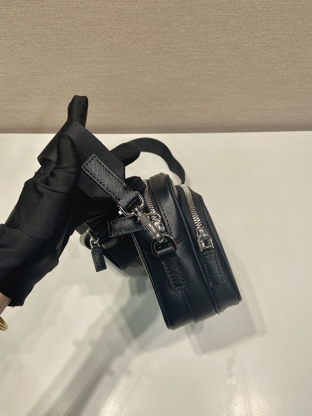 Prada original saffiano calfskin small shoulder bag 2VH170 black 