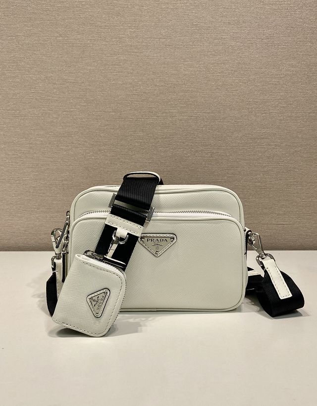 Prada original saffiano calfskin small shoulder bag 2VH170 white