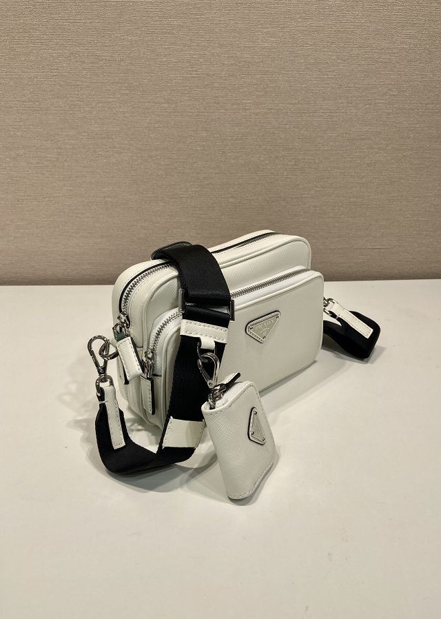Prada original saffiano calfskin small shoulder bag 2VH170 white