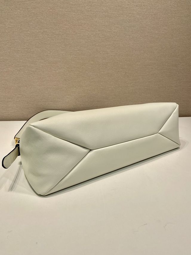 Prada original soft calfskin aimee large shoulder bag 1BC228 white