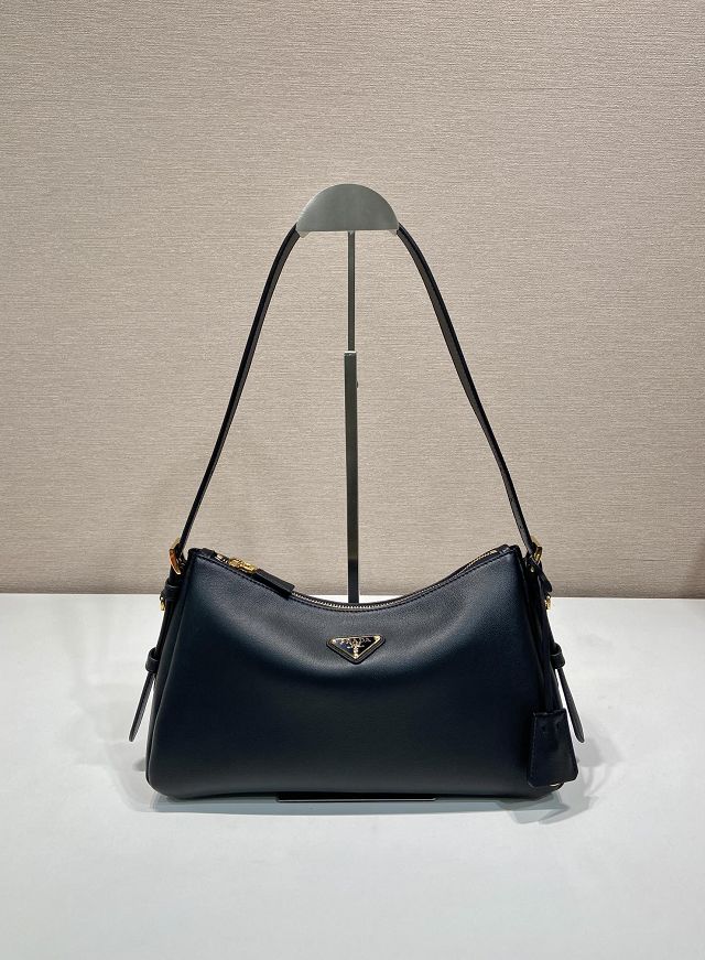 Prada original soft calfskin aimee medium shoulder bag 1BC229 black