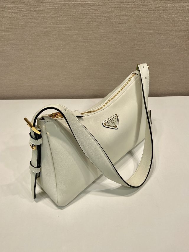 Prada original soft calfskin aimee medium shoulder bag 1BC229 white