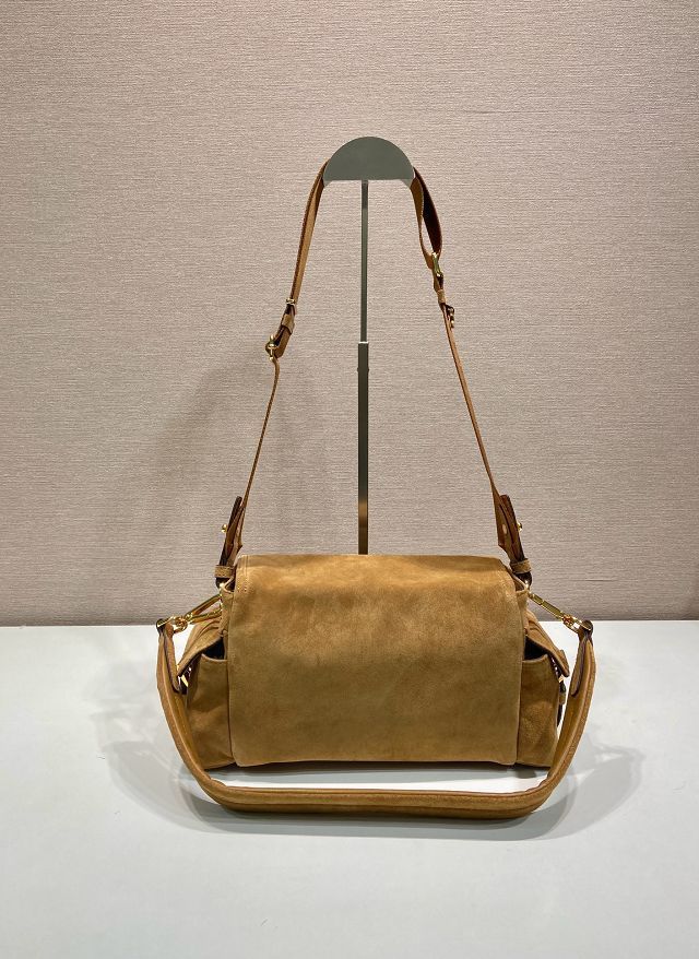 Prada original suede explore medium shoulder bag 1BD394 caramel