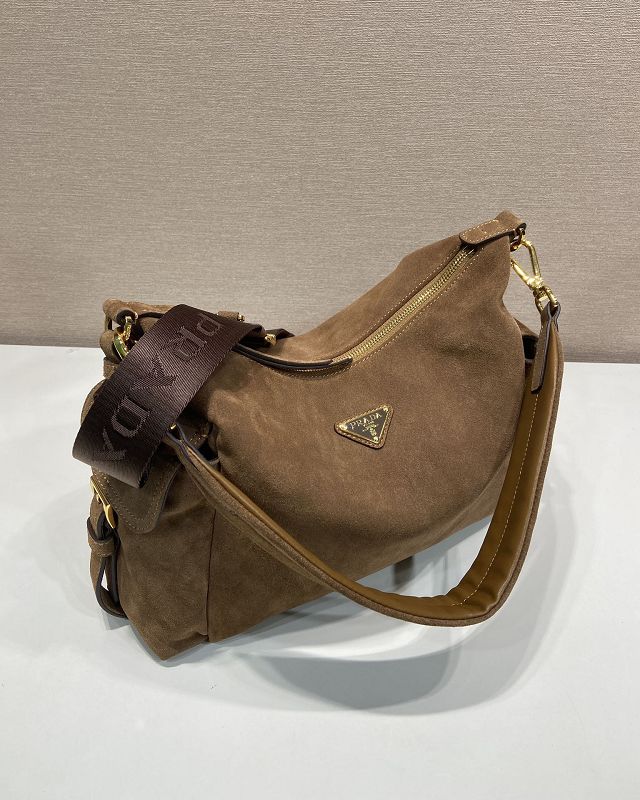 Prada original suede explore shoulder bag 1BC264 brown