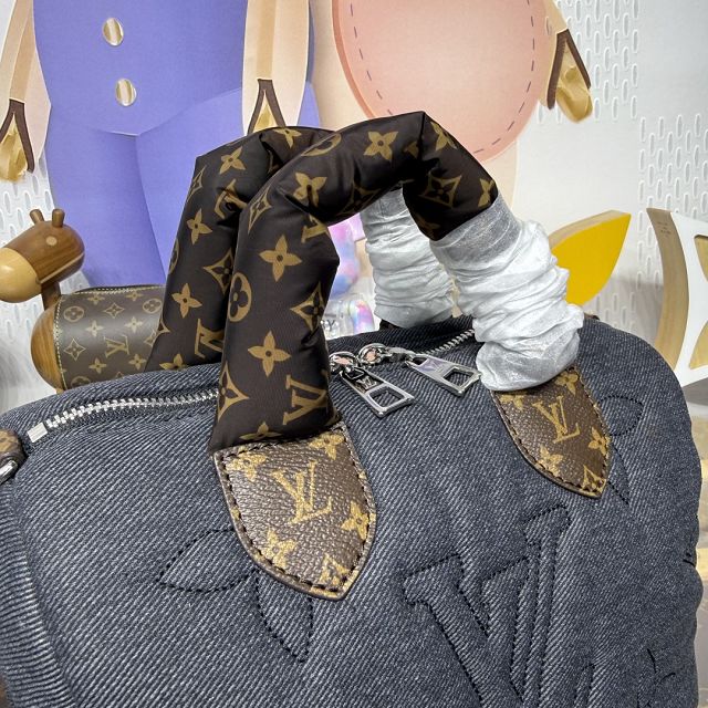 Louis vuitton original denim speedy 25 M26956 black