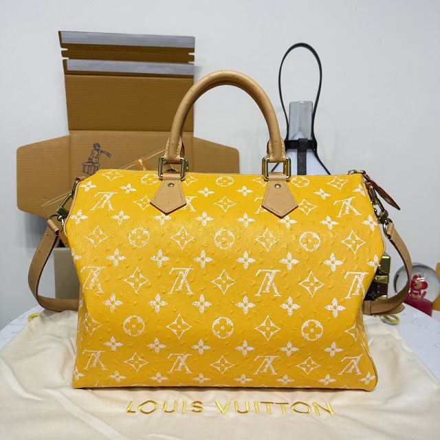 Louis vuitton original ostrich calfskin speedy P9 40 N85703 yellow