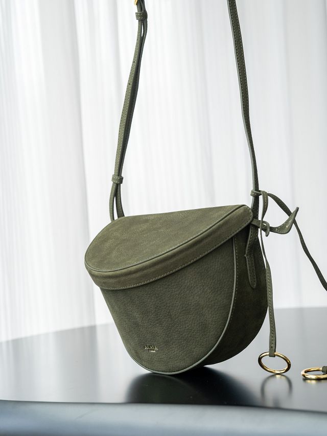 Alaia original nubuck calfskin hip bag AL0001 dark green