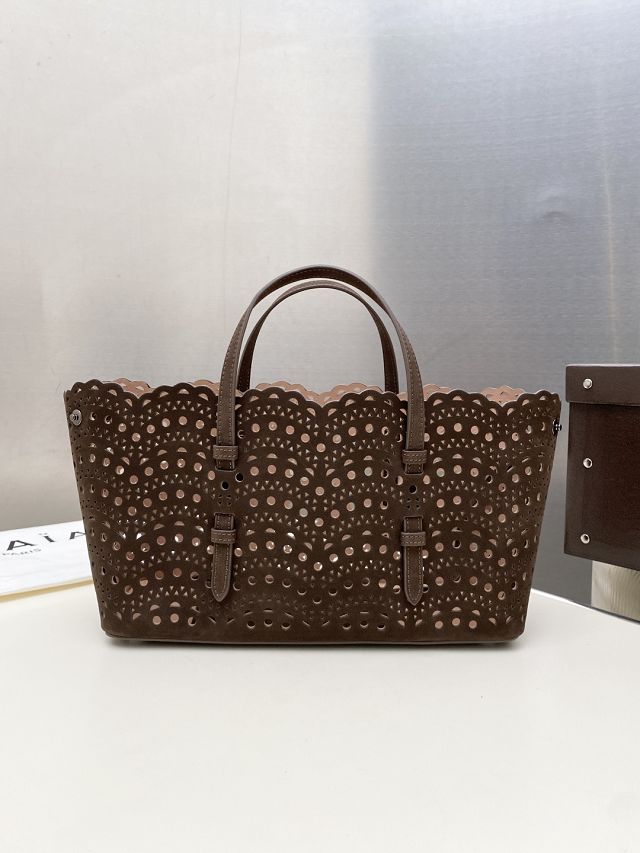 Alaia original nubuck calfskin mina 28 bag AL0002 dark brown