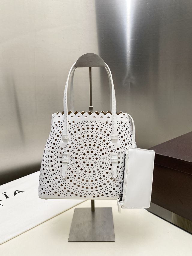 Alaia original vienne wave calfskin mina 25 bag AL0003 white