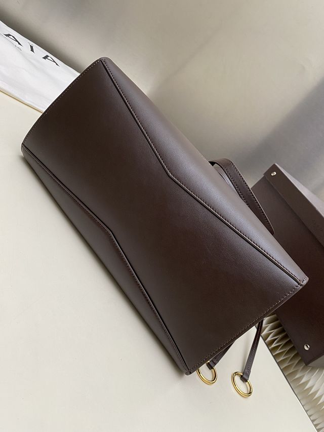 Alaia original calfskin le click medium square bag AL0018 dark brown