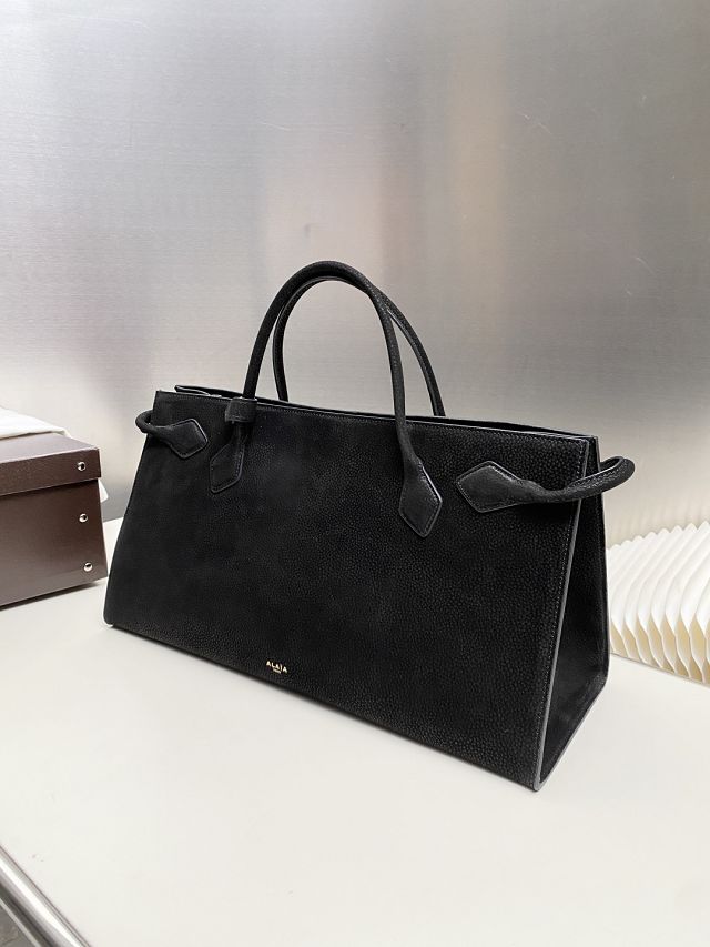 Alaia original nubuck calfskin large le teckel tote bag AL0015 black