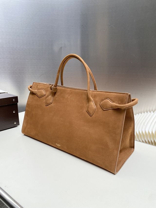 Alaia original nubuck calfskin large le teckel tote bag AL0015 brown