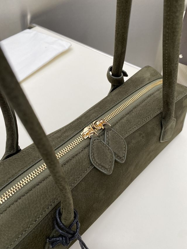 Alaia original nubuck calfskin le teckel medium bag AL0024 dark green