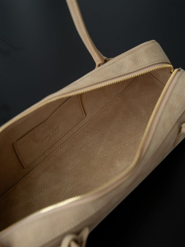 Alaia original nubuck calfskin le teckel medium bag AL0024 light apricot