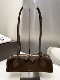 Alaia original nubuck calfskin le teckel small bag AL0023 dark brown