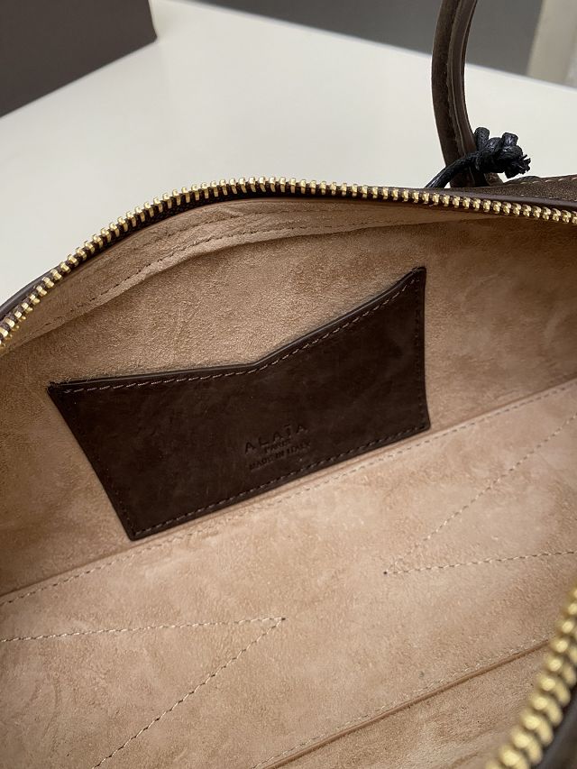 Alaia original nubuck calfskin le teckel small bag AL0023 dark brown