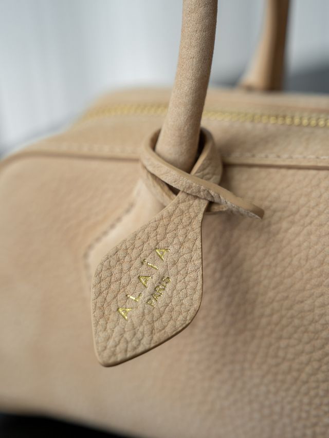 Alaia original nubuck calfskin le teckel small bag AL0023 light apricot