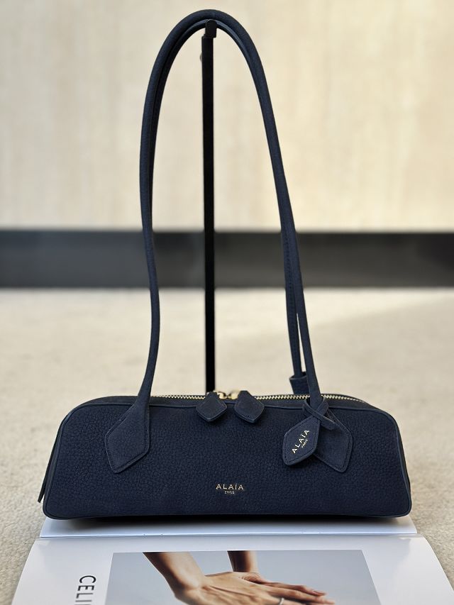 Alaia original nubuck calfskin le teckel small bag AL0023 navy blue