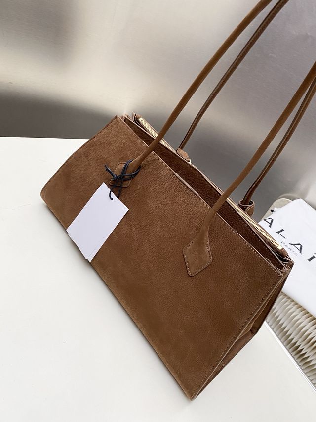 Alaia original nubuck calfskin teckel large tote bag AL0013 brown