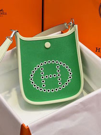 Hermes original canvas mini evelyne tpm 17 shoulder bag E17 bamboo