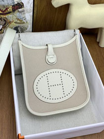Hermes original canvas mini evelyne tpm 17 shoulder bag E17 white