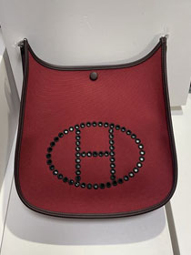 Hermes original canvas evelyne pm shoulder bag E29 bordeaux