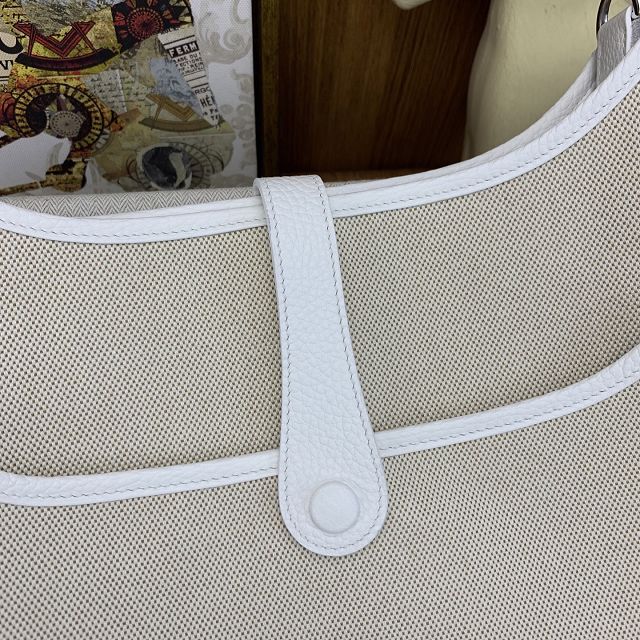 Hermes original canvas evelyne pm shoulder bag E29 white