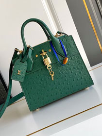 Louis vuitton original ostrich calfskin city steamer mini bag M85454 green