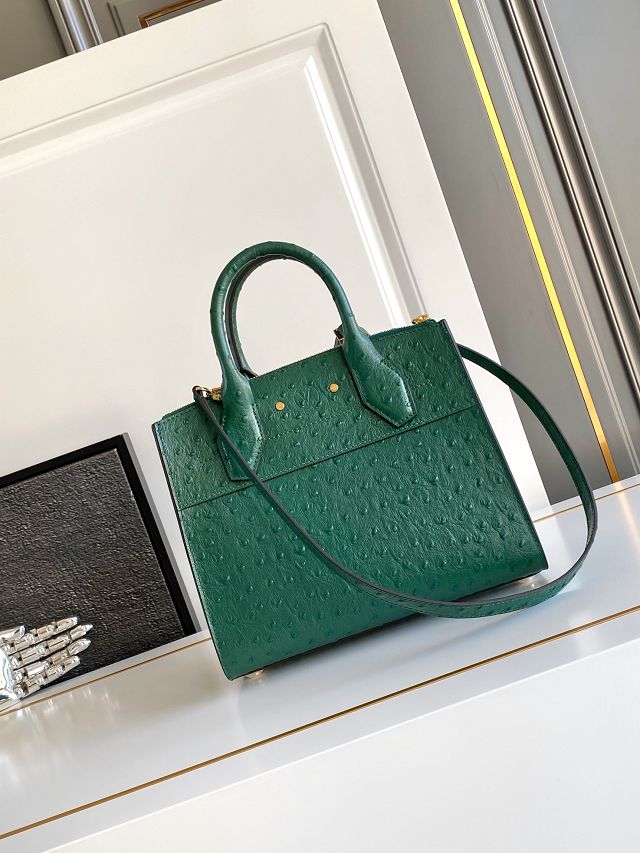 Louis vuitton original ostrich calfskin city steamer mm bag M84079 green