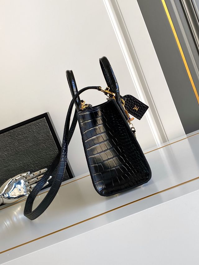 Louis vuitton original crocodile calfskin city steamer mini bag M95846 black