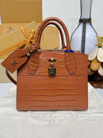 Louis vuitton original crocodile calfskin city steamer mini bag M95846 brown