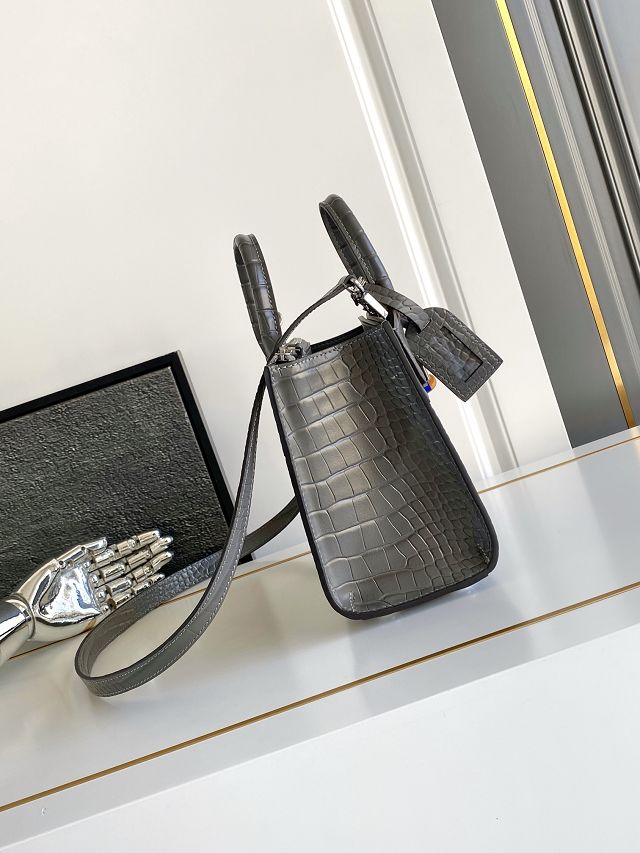 Louis vuitton original crocodile calfskin city steamer mini bag M95846 grey