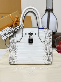 Louis vuitton original crocodile calfskin city steamer mini bag M95846 white