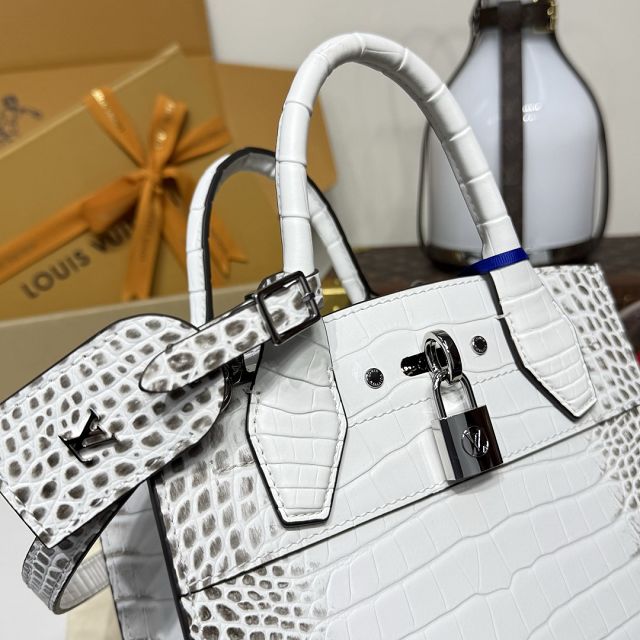 Louis vuitton original crocodile calfskin city steamer mini bag M95846 white