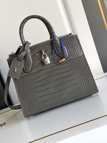 Louis vuitton original crocodile calfskin city steamer mm bag M84672 grey