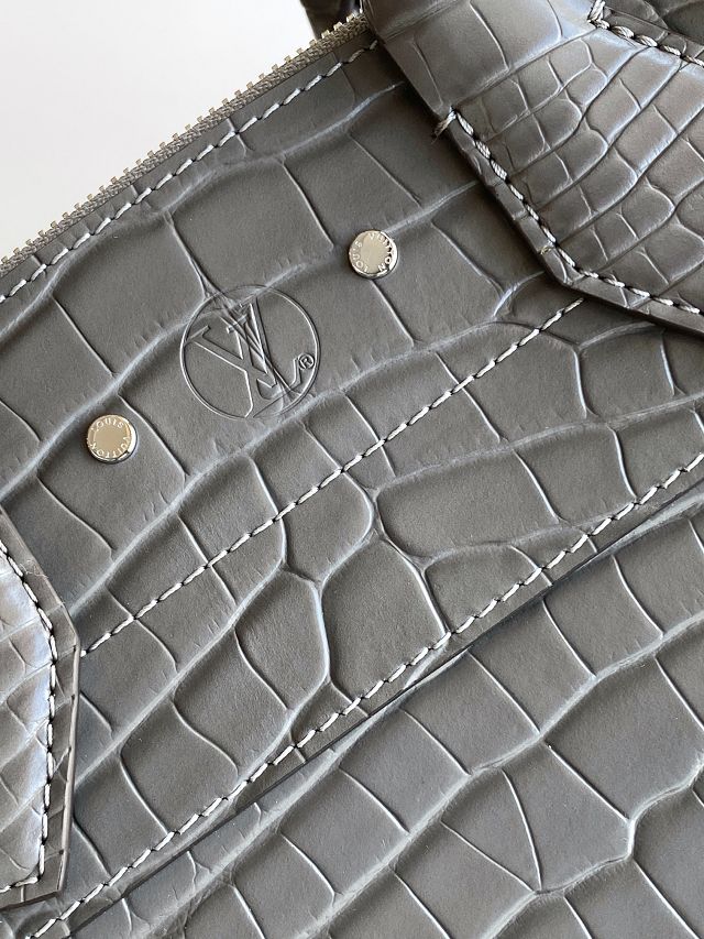 Louis vuitton original crocodile calfskin city steamer mm bag M84672 grey
