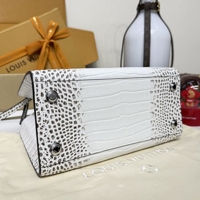Louis vuitton original crocodile calfskin city steamer mm bag M84672 white
