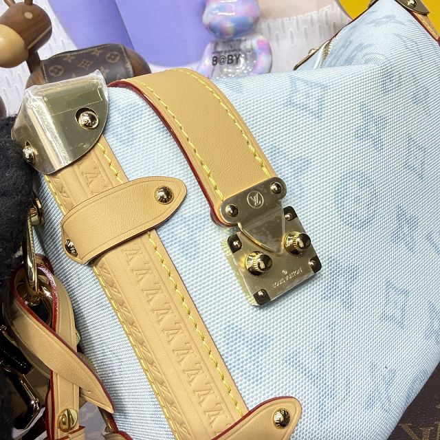 Louis vuitton original monogram canvas side trunk mm M27891 blue